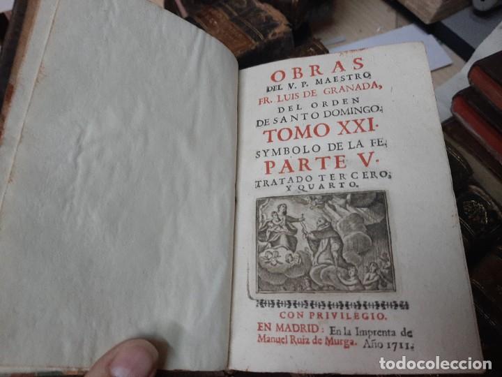 Livros antigos: OBRAS DE FRAY LUIS DE GRANADA DEL ORDEN DE SANTO DOMINGO. 1711. (Tomo XXI)
