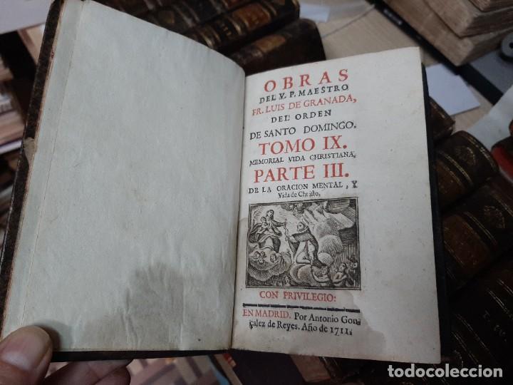 Livros antigos: OBRAS DE FRAY LUIS DE GRANADA DEL ORDEN DE SANTO DOMINGO. 1711. (Tomo IX)