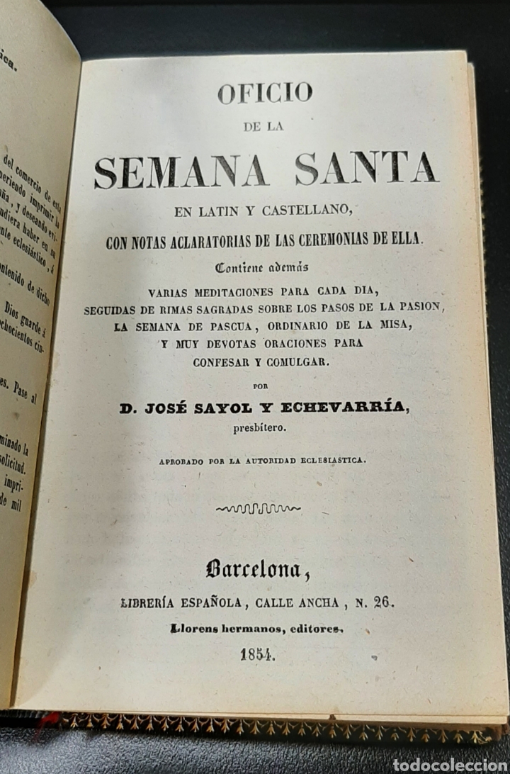 Libros antiguos: OFICIO DE LA SEMANA SANTA, 1854. - Foto 2