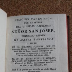 Libros antiguos: ORACIÓN PANEGÍRICA QUE EN HONOR DEL GLORIOSO PATRIARCA SEÑOR SAN JOSEF, DIGNÍSIMO ESPOSO DE .... Lote 259283105