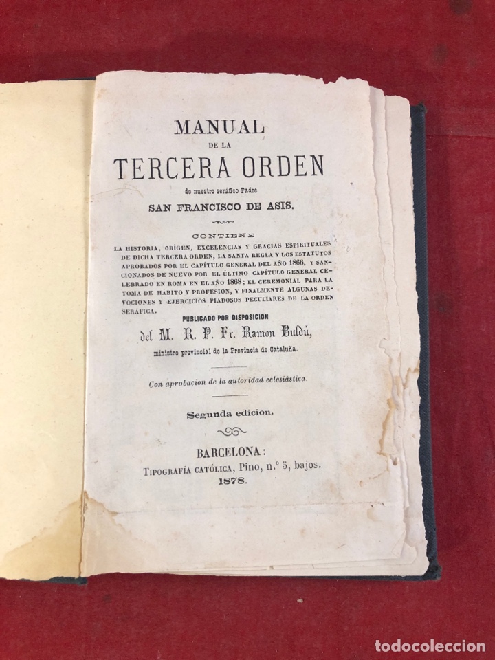 Libros antiguos: MANUAL DE LA TERCERA ORDEN DE SAN FRANCISCO DE ASIS 2a edici&oacute;n 1878