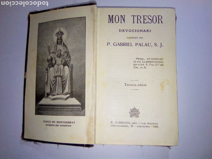 Libros antiguos: MISSAL DEVOCIONARI MON TRESOR. 1915