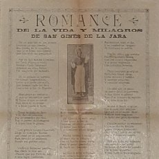 Libros antiguos: ROMANCE DE LA VIDA Y MILAGROS DE SAN GINES DE LA JARA CARTAGENA 1920
