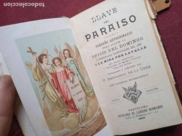 Libros antiguos: Llave del Para&iacute;so. Devocionario. 1906 - Foto 4