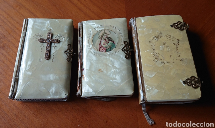 Libros antiguos: Lote 3 misalitos, n&aacute;car, primera comuni&oacute;n, antiguos, bonitos, ved fotos, misal