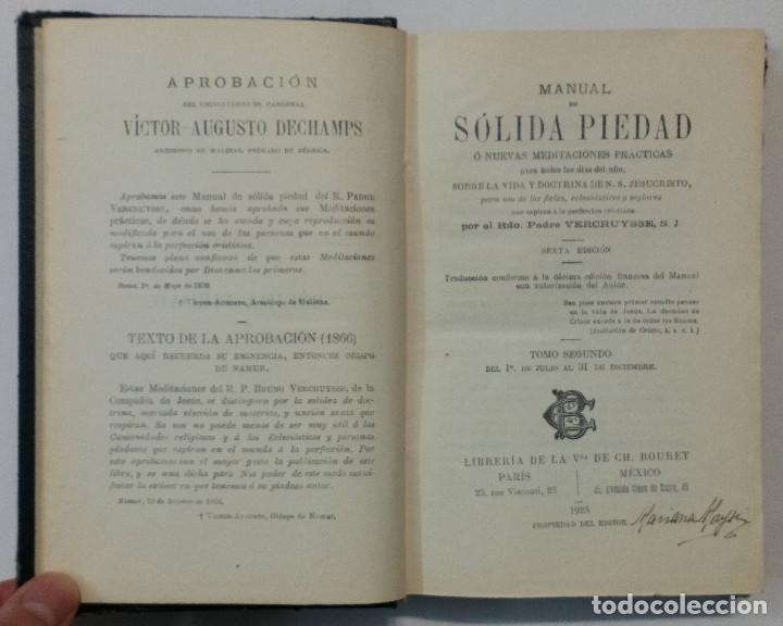 Libros antiguos: MANUAL DE SÓLIDA PIEDAD. TOMO 2. AÑO 1925. - Foto 3 - 302850763
