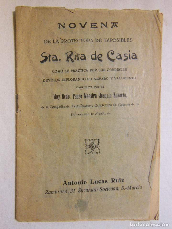 Libros antiguos: NOVENA DE LA PROTECTORA DE IMPOSIBLES, STA RITA DE CASIA. NAVARRO Joaqu&iacute;n Rvdo Padre
