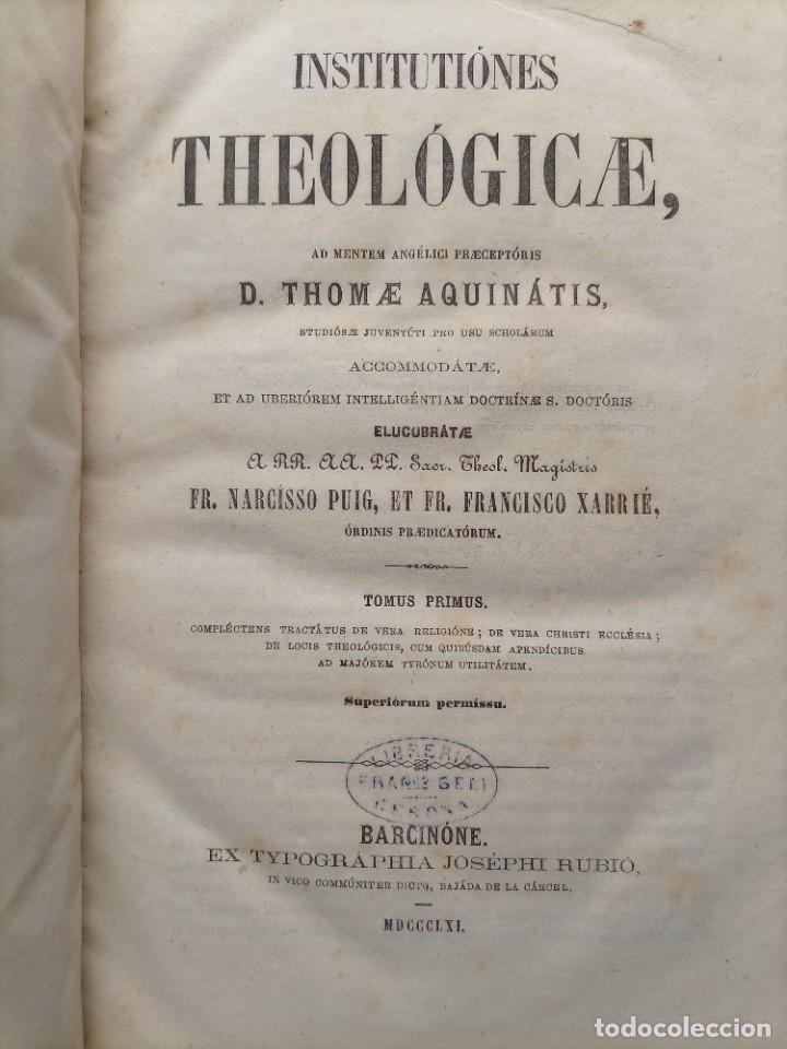 Libros antiguos: 1861 Institutiones teologicae 1, 3 y 4 - Foto 3