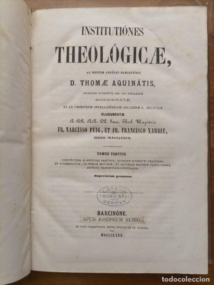 Libros antiguos: 1861 Institutiones teologicae 1, 3 y 4 - Foto 16
