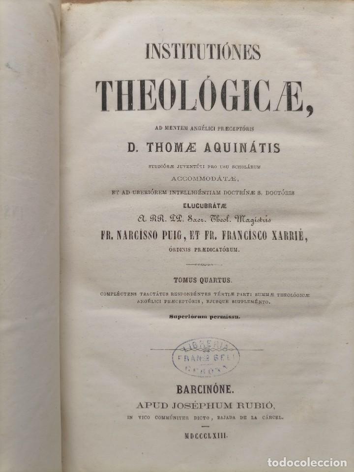 Libros antiguos: 1861 Institutiones teologicae 1, 3 y 4 - Foto 30