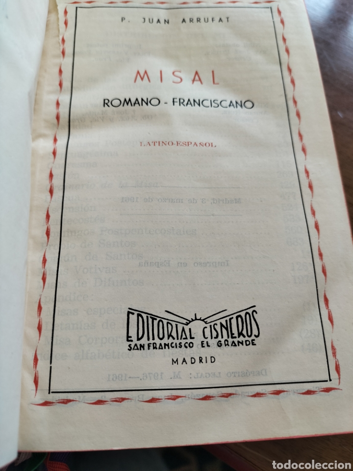 Libros antiguos: MISAL ROMANO FRASCISCANO - Foto 2