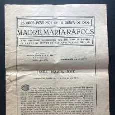 Libros antiguos: MADRE MARÍA RAFOLS / ESCRITOS PÓSTUMOS / ZARAGOZA AÑO 1932 / ESCRITO EN 1815 VILAFRANCA DEL PENEDES. Lote 344413243