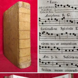 AÑO 1775 - 44 CM - 9 KG DE PESO- IMPONENTE ANTIFONARIO DE IGLESIA - CANTO GREGORIANO - MUSICA