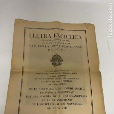 Libros antiguos: LLETRA ENCICLICA - PIUS XI (DOCUMENTO RELIGIOSO). Lote 345861288