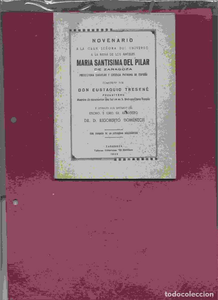 Libros antiguos: TRESENE, NOVENARIO A LA VIRGEN DEL PILAR DE ZARAGOZA, 1939