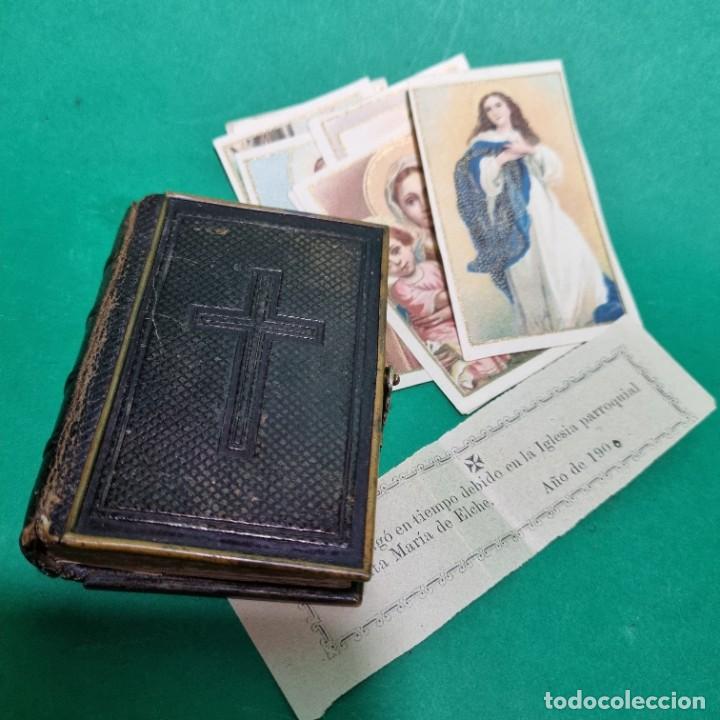Libros antiguos: CONSERVADO DEVOCIONARIO INFANTIL 1865 COMULGO SANTA MARIA ELCHE TAPAS PIEL