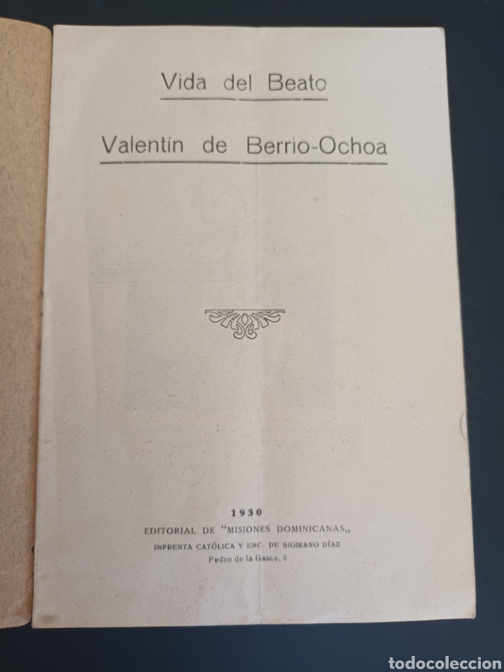 Libros antiguos: VIDA DEL BEATO VALENT&Iacute;N DE BERR&Iacute;O OCHOA. A&Ntilde;O 1930. - Foto 2