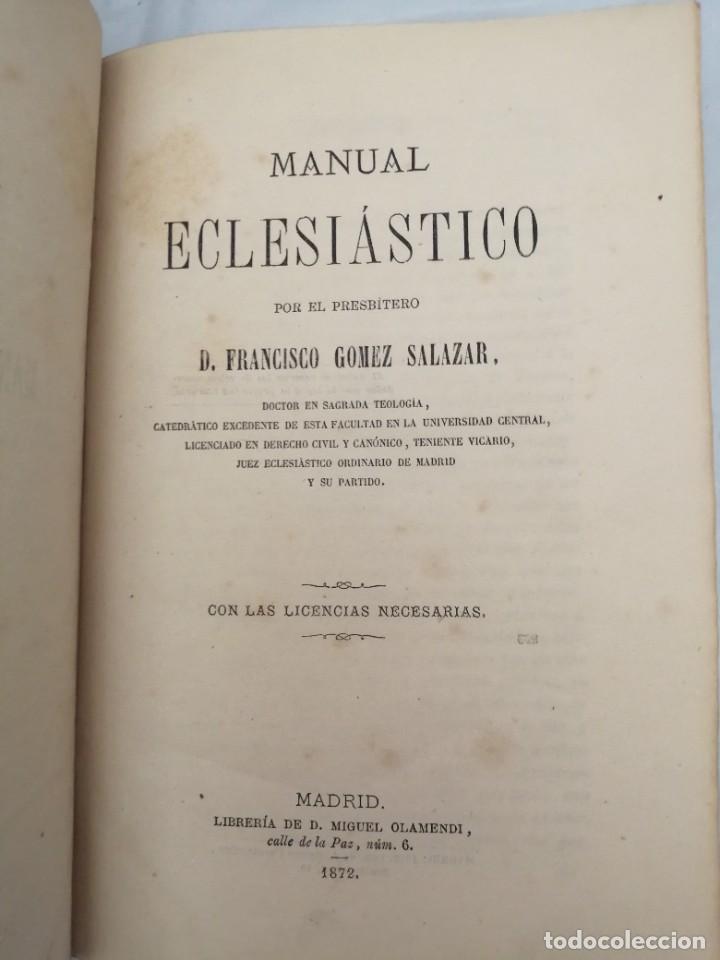 Libros antiguos: MANUAL ECLESI&Aacute;STICO (EDICI&Oacute;N 1872) - Foto 3