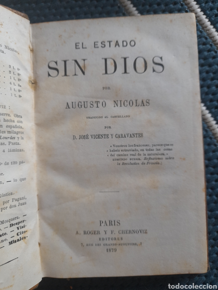 Libros antiguos: El estado sin Dios. Augusto Nicol&aacute;s - Foto 3