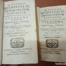 Libros antiguos: TOMO I Y II SYNTAGMA - ANTIQUITATUM ROMANARUM. 1788. PARS PRIMA Y PARS SECUNDA.