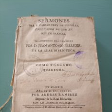 Libros antiguos: SERMONES DEL P. CARLOS FREY DE NEUVILLE. T. III QUARESMA. PREDICADOR DE LUIS XV. REY DE FRANCIA 1784. Lote 366688316