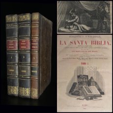 Libros antiguos: LA SAGRADA BIBLIA - FELIPE SCIO - 1852 - 3 TOMOS