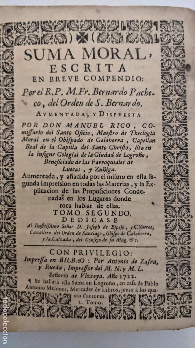 Libros antiguos: SUMA MORAL ESCRITA 1722 - Foto 1
