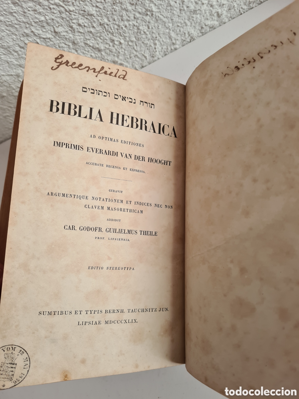 Libros antiguos: Antigua B&iacute;blia Hebraica a&ntilde;o 1849 - Jiddish Hebreo - Religi&oacute;n Jud&iacute;a Israel