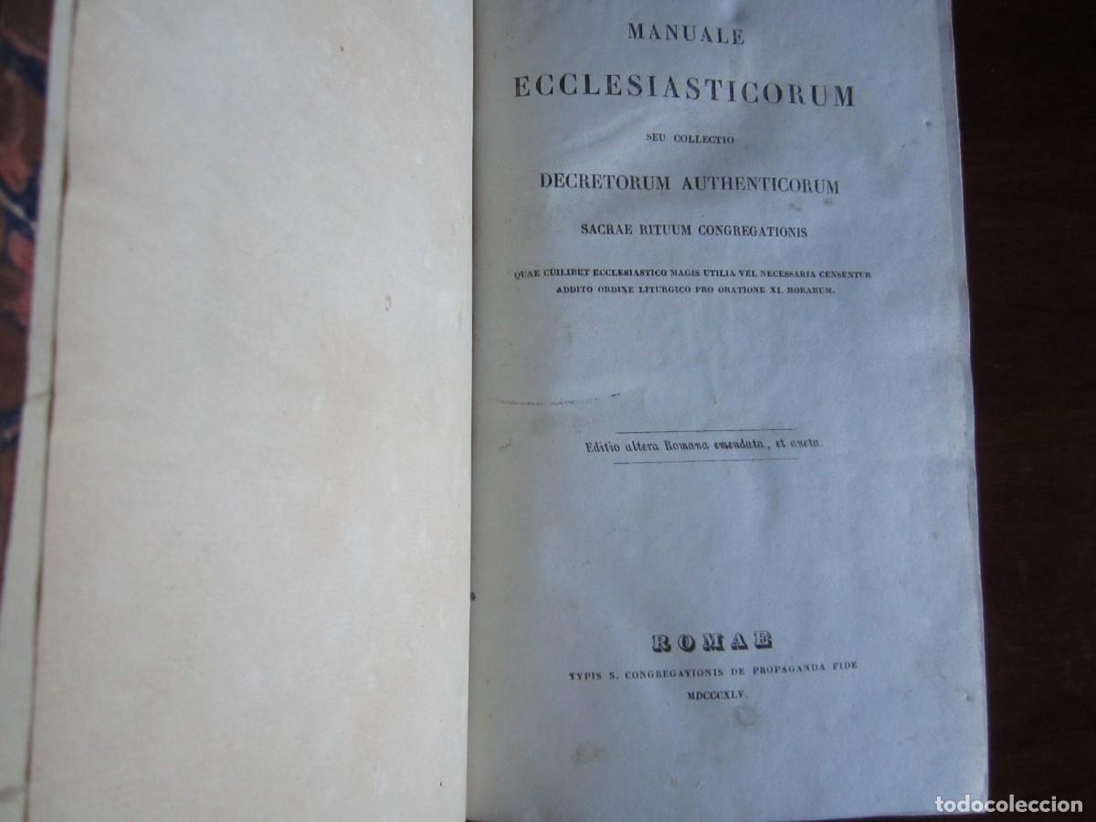 Libros antiguos: MANUALE ECCLESIASTICORUM -DECRETORUM AUTHENTICORUM 1845 ROMAE - Foto 2
