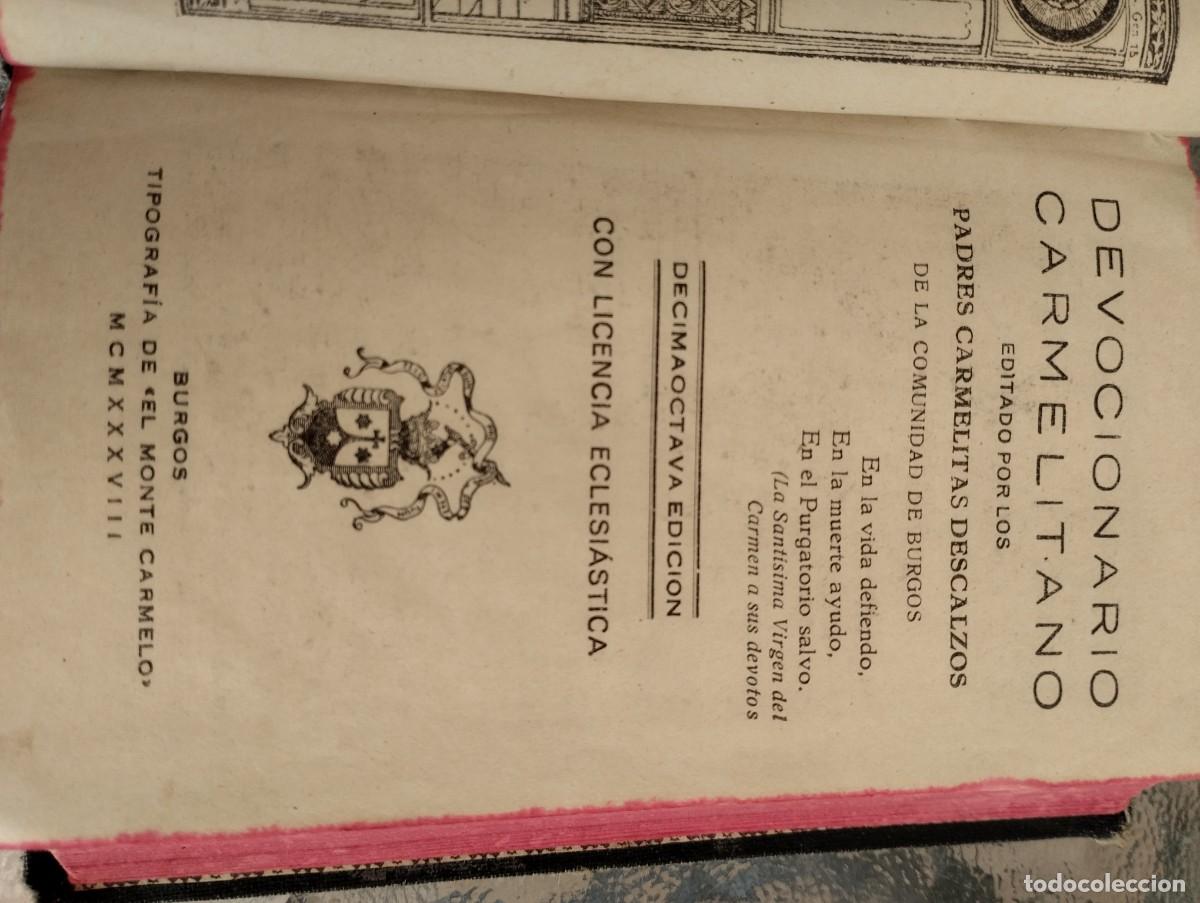 Libros antiguos: DEVOCIONARIO CARMELITANO DE 1938. - Foto 3