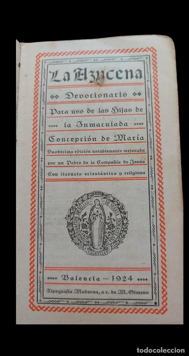 Libros antiguos: La azucena - Devocionario - 1924 - Foto 1