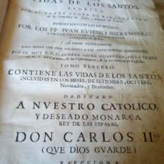 Libros antiguos: ~~~~INTERESANTE EJEMPLAR FECHADO 1704, SANCTORUM DE LA VIDA DE LOS SANTOS, MIDE 31 X 22 CM ~~~~. Lote 387323709