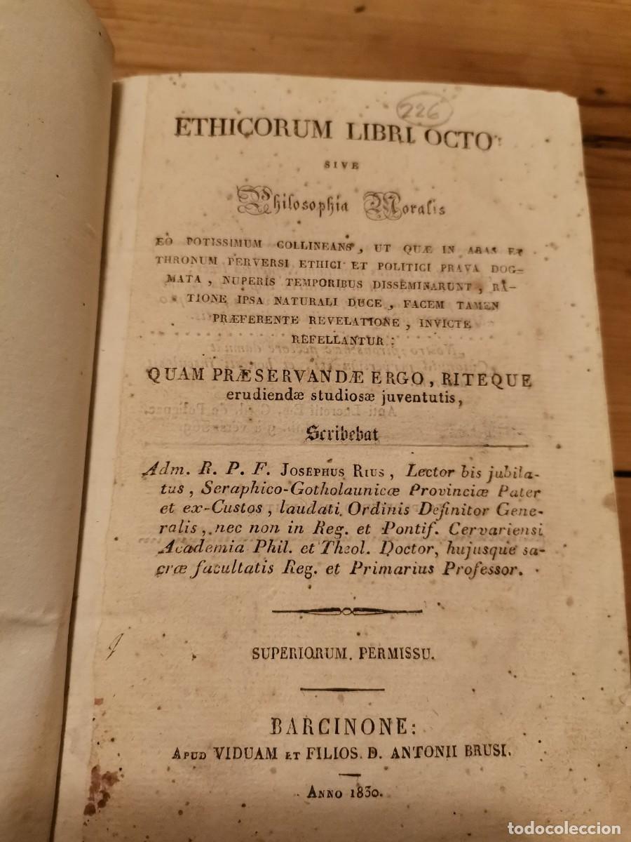 Libros antiguos: Ethicorum libri octo 1830 - Foto 2