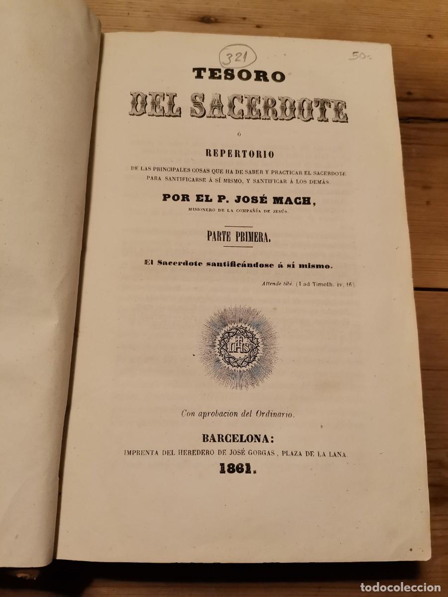 Libros antiguos: Tesoro del sacerdote 1861 - Foto 2