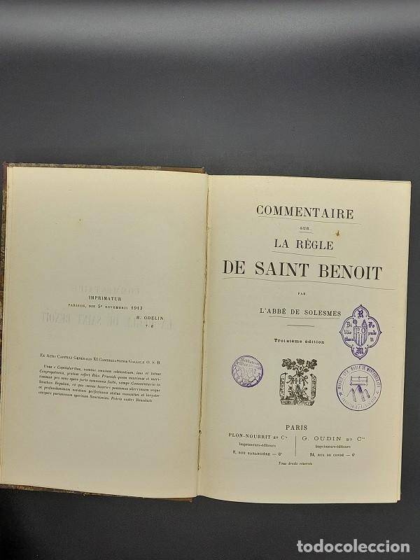 Livros antigos: Commentaire sur La R&egrave;gle de Saint Benoit, 1913
