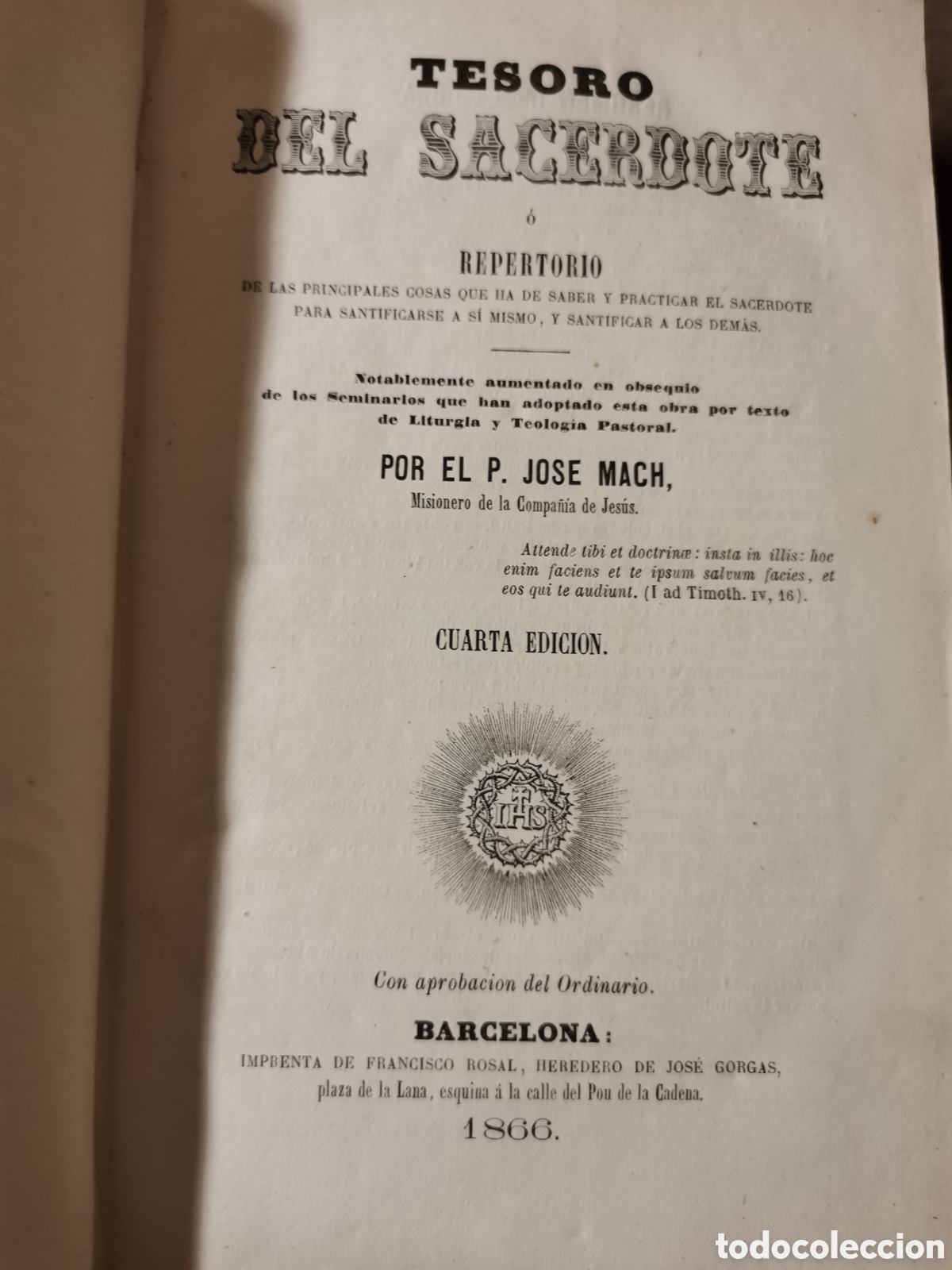 Libros antiguos: Tesoro del sacerdote - Foto 1