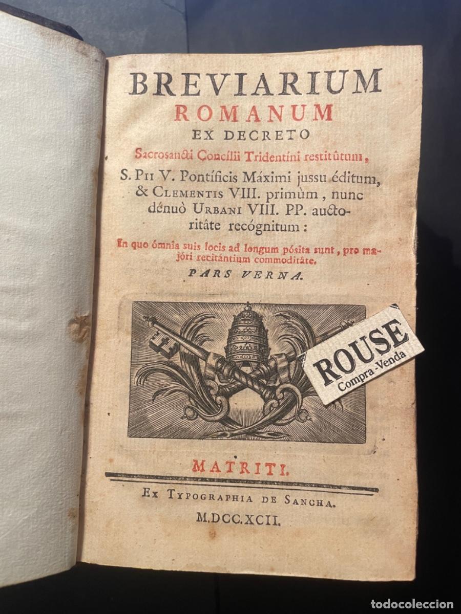 Libri antichi: BREVIARIUM ROMANUM EX DECRETO SACROSANETI CONCILII TRIDENTINI RESDENTINI RESTITUTUIM - MATRITI EX T