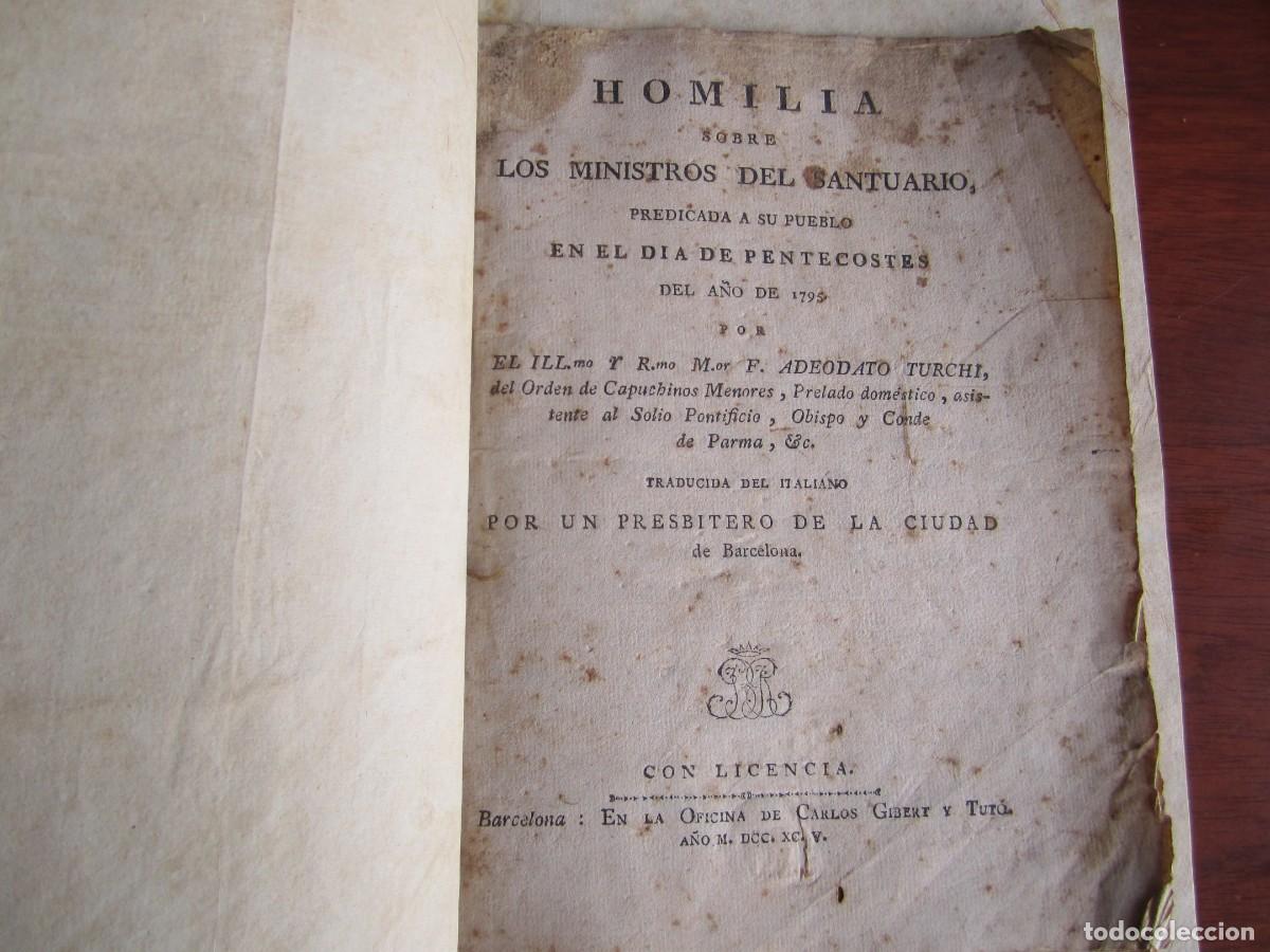 Livres anciens: HOMIL&Iacute;A SOBRE LOS MINISTROS DEL SANTUARIO ADEODATO TURCHI 1795 BARCELONA