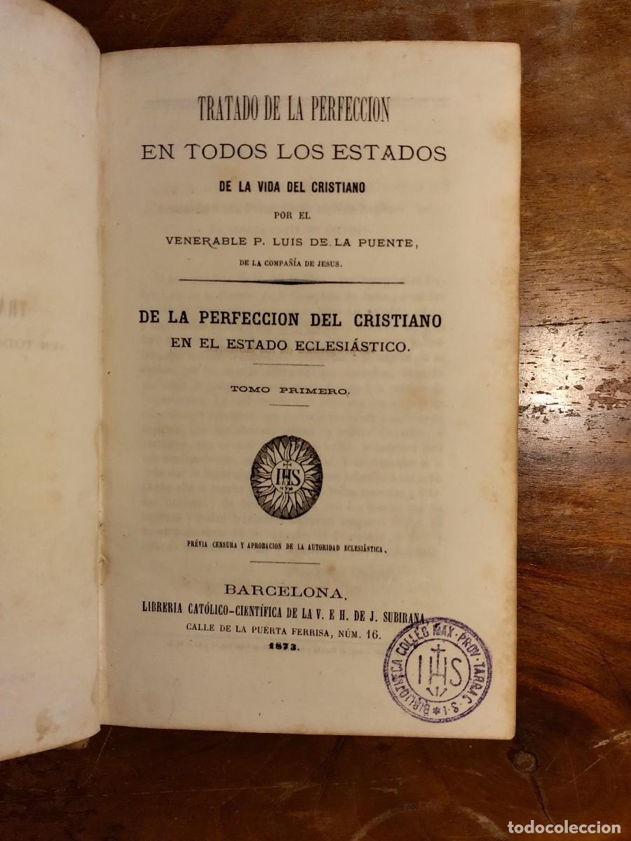 Libros antiguos: Tratado de la perfecci&oacute;n 1873 - Foto 6