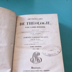 Libros antiguos: DICTIONNAIRE DE THEOLOGIE. ABBE BERGIER. TOME PREMIER. PARIS 1843