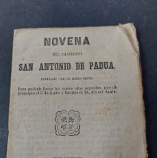Libros antiguos: NOVENA DEL GLORIOSO SAN ANTONIO DE PADUA - BURGOS- 1858
