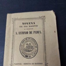 Libros antiguos: NOVENA DE LOS MARTES SAN ANTONIO DE PADUA - ASOCIACIÓN IGLESIA SAN BARTOLOME VALENCIA - 1853