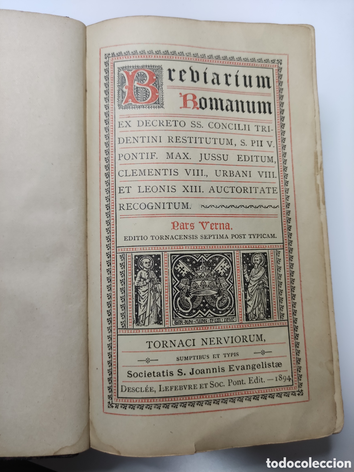 Libros antiguos: Brebiarium romanum 1894 para verna