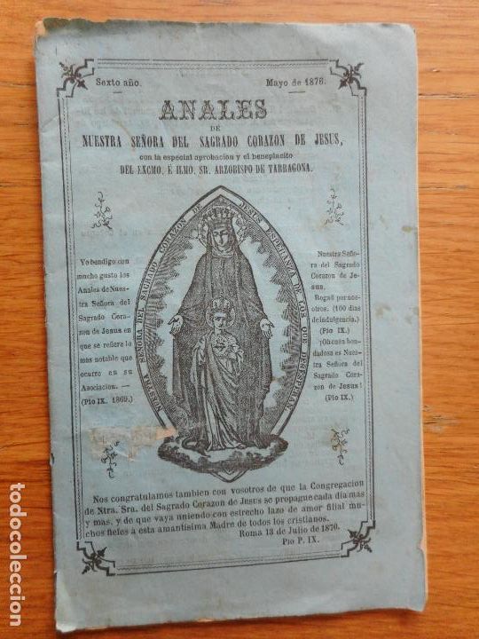 Libros antiguos: ANALES NUETRA SE&Ntilde;ORA DEL SAGRADO CORAZON DE JESUS. ARZOBISPO TARRAGONA 1876