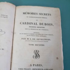 Libros antiguos: MEMOIRES SECRETES DU CARDINAL DUBOIS. M.L. DE SEVELINGES. PARIS 1815
