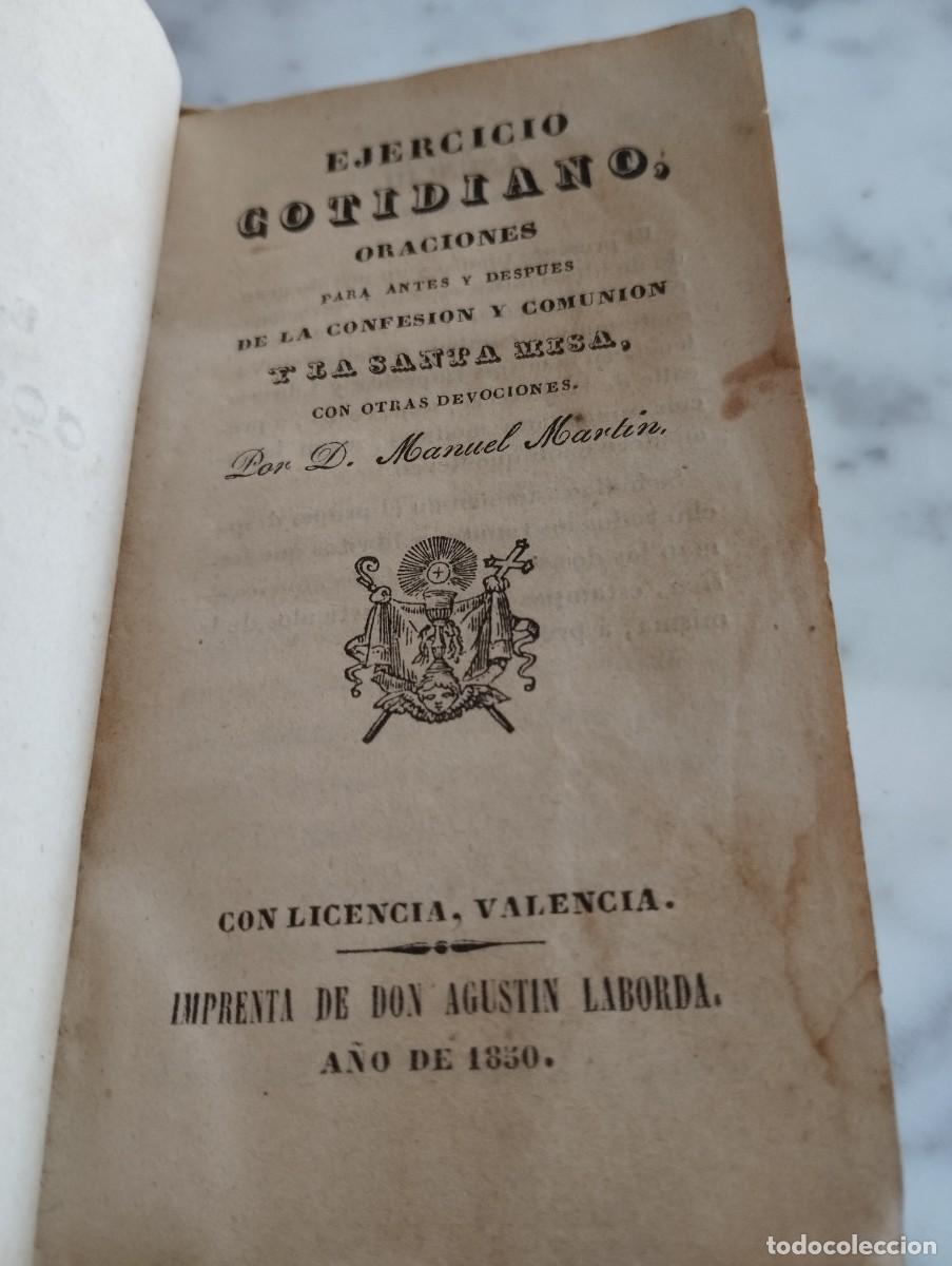 Livros antigos: EJERCICIO COTIDIANO ORACIONES PARA ANTES Y DEPUES DE LA CONFESION Y COMUNION A&Ntilde;O 1850