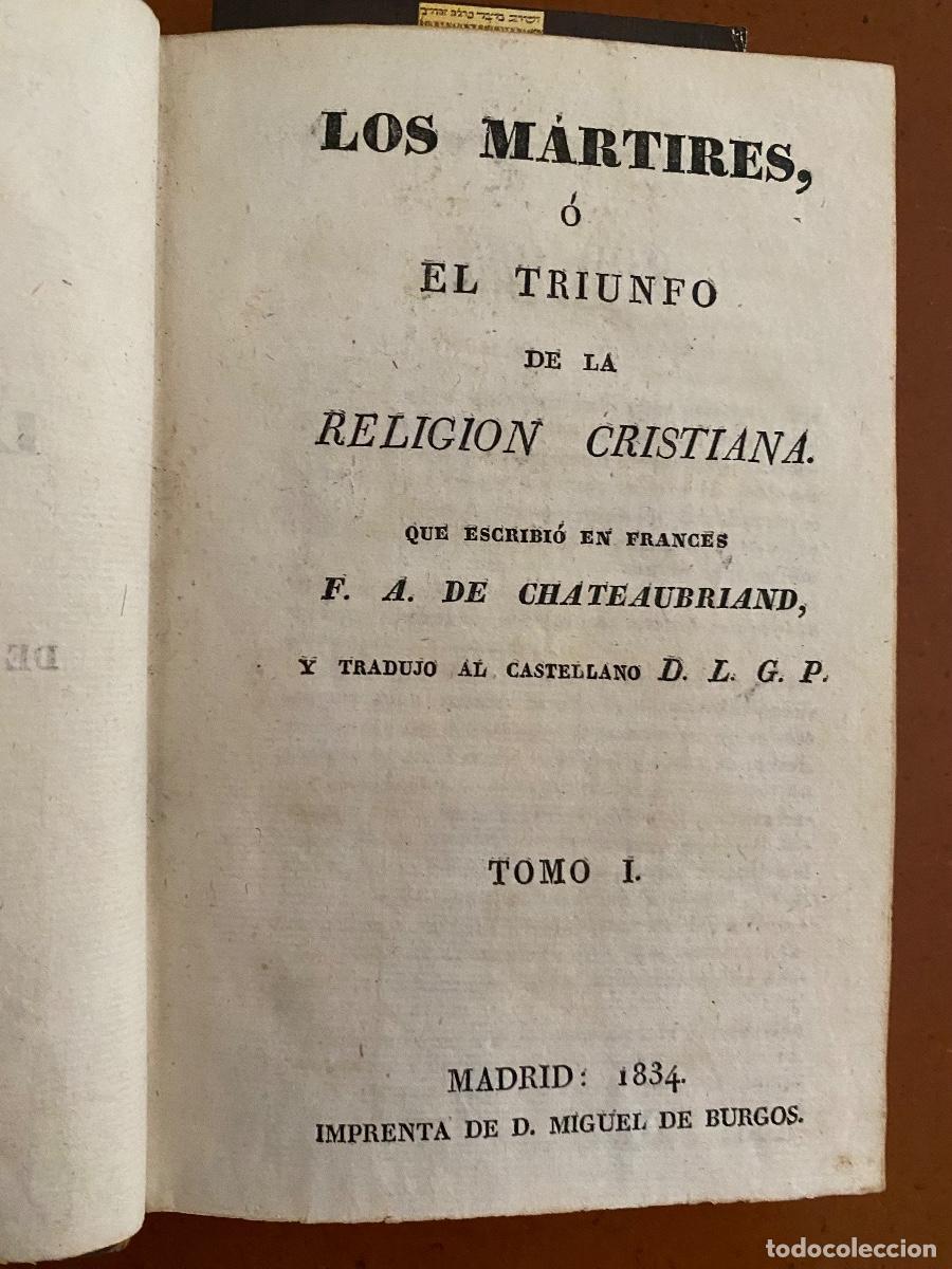 Libros antiguos: Los m&aacute;rtires. 1834. - Foto 1