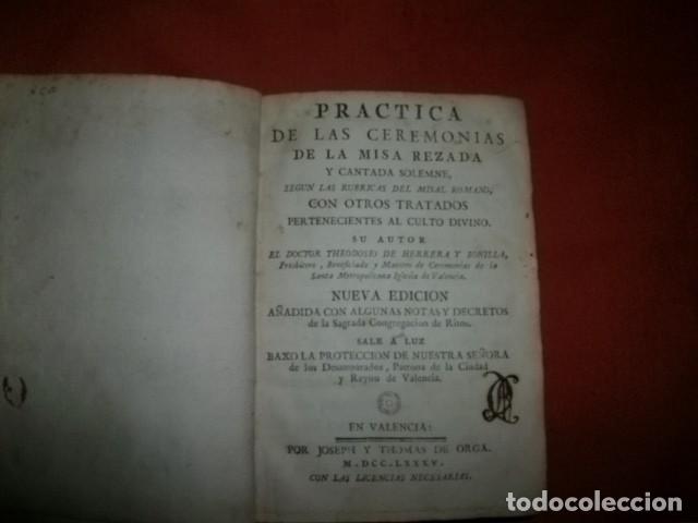 Antiquarische B&uuml;cher: PR&Aacute;CTICA DE LAS CEREMONIAS DE LA MISA REZADA Y CANTADA SOLEMNE - TEODOSIO HERRERA Y BONILLA (1785)