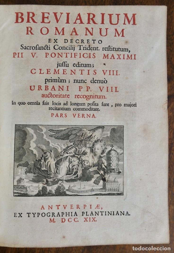 Libros antiguos: BREVIARIUM ROMANUM EX DECRETO SACROSANCTI CONCILII TRIDENTINI RESTITUTUM. 1719