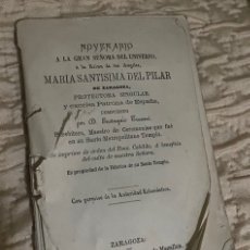 Libros antiguos: NOVENARIO VIRGEN DEL PILAR 1877